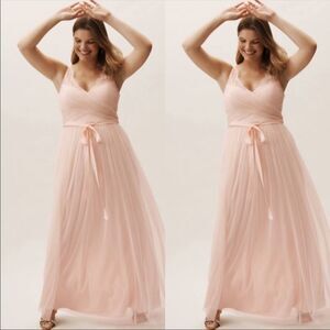 NWT BHLDN BLUSH LACE TULLE FLEUR LONG GOWN DRESS